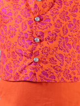 Orange Pure Cotton Printed Kurta Pyjama With Jacket