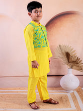 Siblings Orange Pure Cotton Printed Kurta Pyjama With Jacket