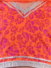 Orange Cotton Printed Lehanga Choli With Dupatta