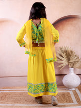 Yellow Cotton Printed Lehanga Choli With Dupatta