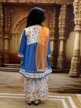 Blue Cotton Printed Kurta Pyjama Set With Dupatta