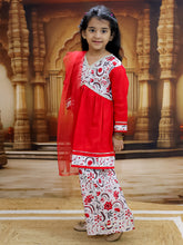 Red Cotton Printed Kurta Pyjama Set With Dupatta