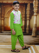 Siblings Blue Pure Cotton Printed Kurta Pyjama with Jacket