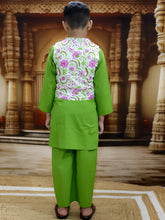 Blue Pure Cotton Printed Kurta Pyjama With Jacket