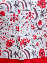 Red Pure Cotton Printed Kurta Pyjama With Jacket