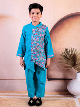 Siblings Blue Pure Cotton Printed Kurta Pyjama Set