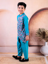 Siblings Blue Pure Cotton Printed Kurta Pyjama Set