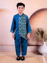 Siblings Turquoise Blue Pure Cotton Printed Kurta Pyjama Set