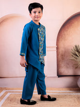 Siblings Blue Pure Cotton Printed Kurta Pyjama Set