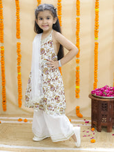 Girls Floral Printed Pure Cotton Kurta with Sharara & Dupatta