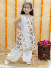 Girls Floral Printed Pure Cotton Kurta with Sharara & Dupatta