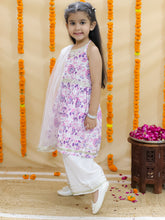 Girls Floral Printed Pure Cotton Kurta with Sharara & Dupatta