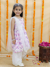 Girls Floral Printed Pure Cotton Kurta with Sharara & Dupatta