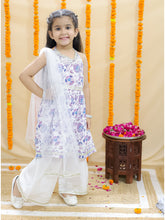 Girls Floral Printed Pure Cotton Kurta with Sharara & Dupatta