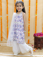 Girls Floral Printed Pure Cotton Kurta with Sharara & Dupatta