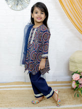 Girls Ethnic Motifs Printed A-Line Pure Cotton Kurta with Pyjama & Dupatta