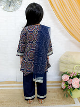 Girls Ethnic Motifs Printed A-Line Pure Cotton Kurta with Pyjama & Dupatta