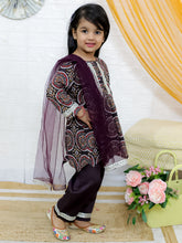 Girls Ethnic Motifs Printed A-Line Pure Cotton Kurta with Pyjama & Dupatta