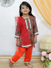 Girls Ethnic Motifs Printed A-Line Pure Cotton Kurta with Pyjama & Dupatta