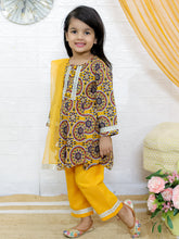 Girls Ethnic Motifs Printed A-Line Pure Cotton Kurta with Pyjama & Dupatta