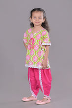 Ethnic print waist tie-up cotton kaftan with dhoti