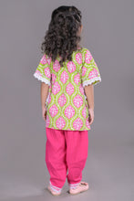 Ethnic print waist tie-up cotton kaftan with dhoti