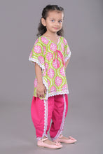 Ethnic print waist tie-up cotton kaftan with dhoti