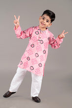 Printed kantha woven cotton kurta with pajama