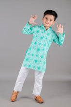 Printed cotton straight kurta with pajama