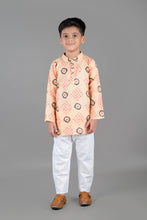 Printed kantha woven cotton kurta with pajama