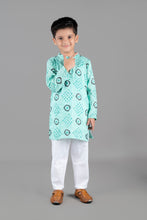 Printed kantha woven cotton kurta with pajama