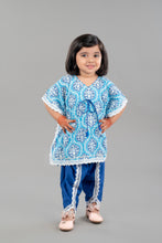 Ethnic print waist tie-up cotton kaftan with dhoti