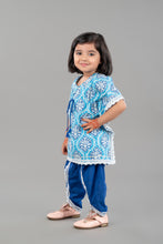 Ethnic print waist tie-up cotton kaftan with dhoti