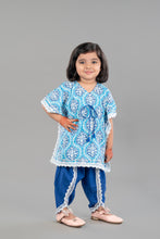 Ethnic print waist tie-up cotton kaftan with dhoti