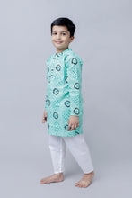 Printed kantha woven cotton kurta with pajama