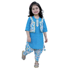 Blue pure cotton waist coat attached kurti with dhoti