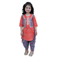 Red pure cotton waist coat attached kurti with dhoti