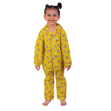 Grey woven pure cotton printed night suit