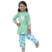 Blue pure cotton printed kurti with Patiala