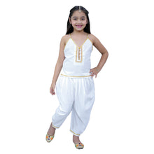 White pure cotton strip embellished top with dhoti