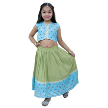 Sky blue pure cotton printed lehanga choli