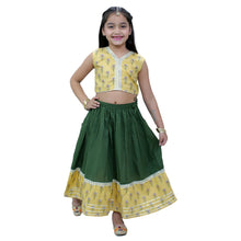 Green pure cotton printed lehanga choli