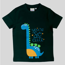 Red Cotton Dinosaur Printed T-Shirt