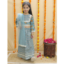 Girls Geometric Printed Ready to Wear Cotton Lehenga & Blouse With Dupatta