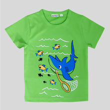 Green Cotton Whale Printed T-Shirt