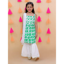 Pink pure cotton printed kurti with white sharara