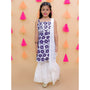 Blue pure cotton printed kurti with white sharara