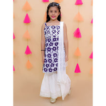 Pink pure cotton printed kurti with white sharara