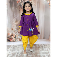 Girls Embroidered Pure Cotton A-Line Kurta With Dhoti Pants