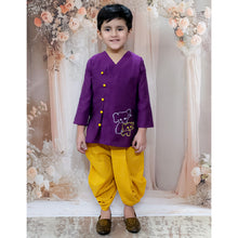 Boys Embroidered V-Neck Pure Cotton Kurta With Dhoti Pant